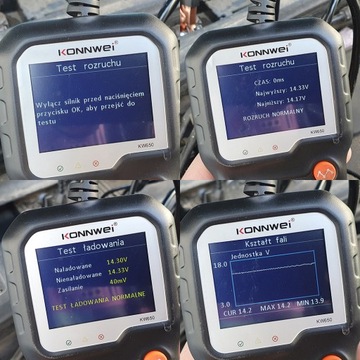 KONNWEI KW650 ТЕСТЕР АККУМУЛЯТОРА НАПРЯЖЕНИЕ ТОКА 6В 12В НА ПОЛЬСКОМ ЯЗЫКЕ