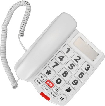 Telefon przewodowy z duymi przyciskami, biay