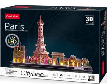 PUZZLE 3D LED CITY LINE PARYŻ CUBIC FUN L525H