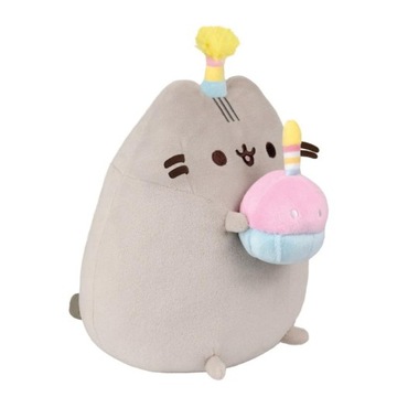 Pusheen Pluszowa Maskotka w Czapeczce Urodzinowej i Tortem Kot 24cm