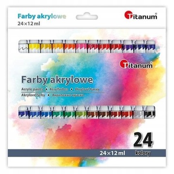 Farby akrylowe Titanum wielokolorowy 24 szt. 12 ml