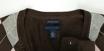 TOMMY HILFIGER 100% PIMA COTTON ORYGINALNY SWETER ROMBY r. M