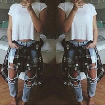 Large Hole Ripped Jeans Stretch Skinny Denim