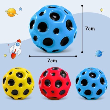 MINI PIŁKA MOON Z WYSOKIM ODBICIEM BOUNCY BALL BOUNCING JUMPBALL 70MM 3 SZT