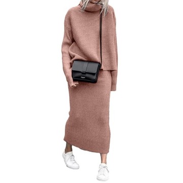 Зимний ТРИКОТАЖНЫЙ КОМПЛЕКТ СТИЛЬНЫЙ ДЖЕМПЕР ЮБКА, узор 1, 2XL