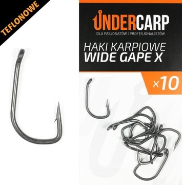 UnderCarp Teflonowe haki karpiowe WIDE GAPE X 2