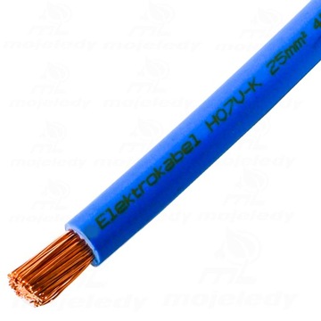Przewód jednożyłowy kabel 1x25 linka LGY 1 x 25mm niebieski 1m