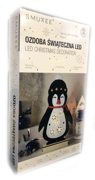 OZDOBA ŚWIĄTECZNA LED PINGWINEK 39cm FILC