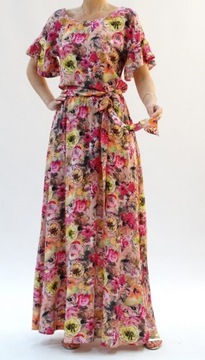 Платье макси БОХО с цветами, розами, размер 48 (34-54)
