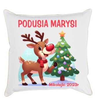 ŚWIĄTECZNA PODUSZKA MIKOŁAJKI CHOINKA PREZENT+IMIĘ