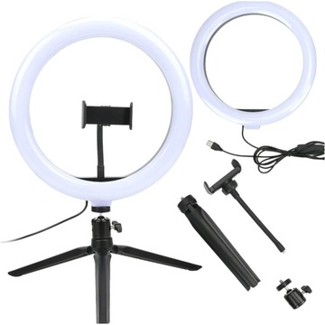 Lampa Pierścieniowa Tracer ze Mini Statywem i Klipsem 25,4CM LED