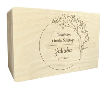 Pudełko drewniane Chrzest Święty Pamiątka skrzynka 30x20 cm