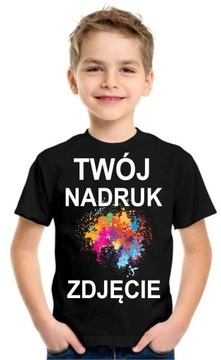 KOSZULKA DZIECIĘCA Z WŁASNYM NAPISEM ZDJĘCIEM GRAFIKA LOGO 3/4L