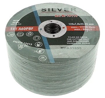 25 szt. TARCZA DO CIĘCIA METALU 125 x 1,0 SILVER