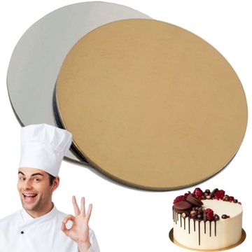 PODKŁAD NA TORT PIĘTROWY CIASTO GRUBY OKRĄGŁY DWUSTRONNY ZŁOTY SREBRNY 24cm