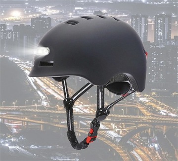 Kask rowerowy regulowany dla dorosłych na rower i skutery 58-61cm +LED+ USB