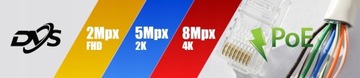 КОМПЛЕКТ ДОМАШНЕГО МОНИТОРИНГА IP-КАМЕРЫ 8MPX POE POE МЕТАЛЛИЧЕСКИЙ КУПОЛЬНЫЙ ДИСК