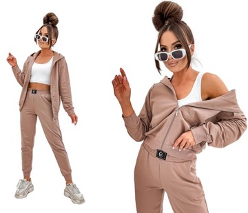 KOMPLET BAWEŁNIANY DRES BLUZA ROZPINANA KAPTUR