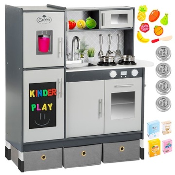 ДЕРЕВЯННАЯ БОЛЬШАЯ ДЕТСКАЯ КУХНЯ KINDERPLAY LIGHT SOUND ПРЕМИУМ МОДЕЛЬ