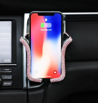 UCHWYT NA TELEFON DO KRATKI AUTA DIAMENTY RÓŻOWY