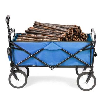 Складная большая тележка для транспортировки в пляжный сад, синяя, с усиленным дном