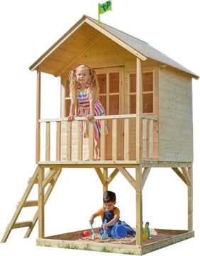 ДЕРЕВЯННЫЙ САДОВЫЙ ДОМИК ДЛЯ ДЕТЕЙ НА НАСТИЛЬНИКЕ Песочница БОЛЬШАЯ ДЕТСКАЯ ПЛОЩАДКА