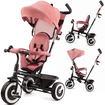 Rowerek Dziecięcy Trójkołowy Wózek Spacerówka 6w1 ASTON Kinderkraft RÓŻOWY