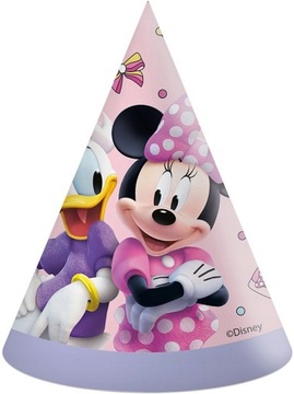 Czapeczki Papierowe Urodzinowe Myszka Minnie 6 szt