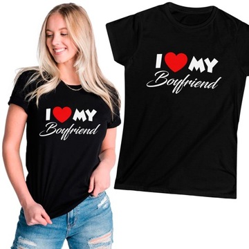 KOSZULKA NA WALENTYNKI DZIEŃ KOBIET DAMSKA PREZENT I LOVE MY BOYFRIEND | M