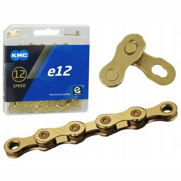 Łańcuch rowerowy KMC e12 130L + SPINKA ZŁOTY