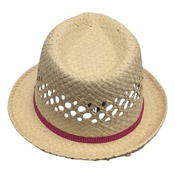 damski dziewczęcy letni kapelusz słomkowy słoneczny TRILBY słoma papier 56