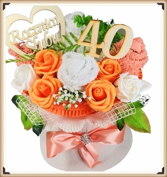 BUKIET Z RĘCZNIKÓW PREZENT ROCZNICA ŚLUBU JUBILEUSZ PACHNĄCE RÓZE MYDLANE