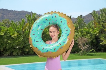 DONUT Koło Kółko Dmuchany Materac Wodny Pływania Opalania Basen Plaże 36300