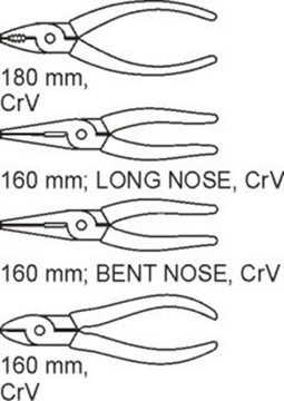 НАБОР ПЛОСКОГУБЦ, 4 ПРЕДМЕТА, ВСТАВКА ДЛЯ ЯЩИКА, ЩИПЦЫ ЯТО