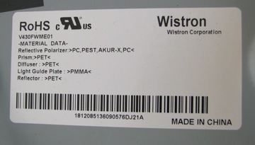 Светодиодная лента матричная V430FWME01 Sony 43W755C 43W756C
