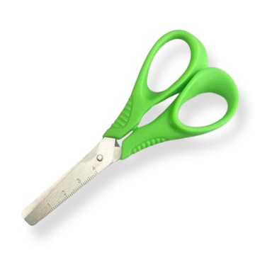 NOŻYCZKI SZKOLNE ERGONOMICZNE Z MIARKĄ 13 CM DLA DZIECI ZIELONE