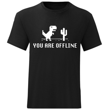 KOSZULKA MĘSKA YOU ARE OFFLINE DINO T-REX ROZ XXL