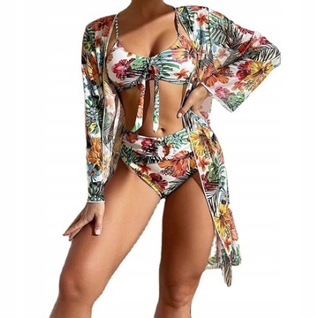 STRÓJ KĄPIELOWY BIKINI WYSOKI STAN PAREO BOHO