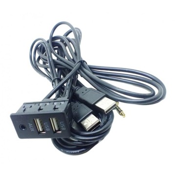 Черная розетка USB AUX + двойной USB-адаптер, автомобиль