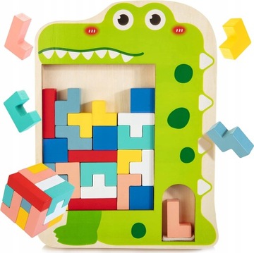 PUZZLE 3D DREWNIANE TETRIS MONTESSORI UKŁADANKA