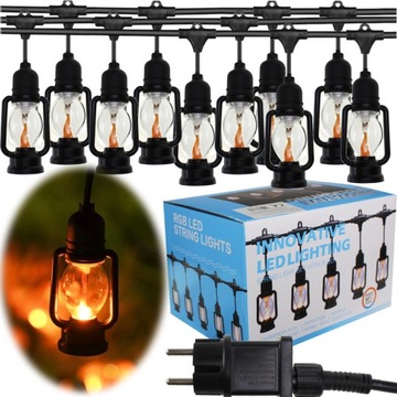 LAMPKI OGRODOWE WEWNĘTRZNE ZEWNĘTRZNE LED 5M 10SZT LAMPIONY GIRLANDA RETRO