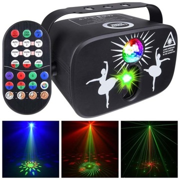 EFEKT ŚWIETLNY LED OŚWIETLENIE DISCO NA IMPREZĘ LASER KULA RGB + PILOT