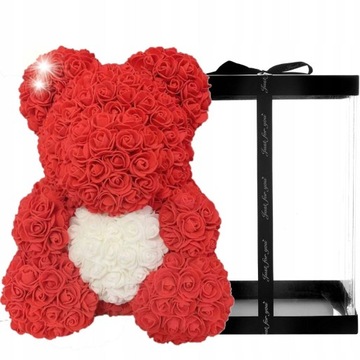 MIŚ z RÓŻ DUŻY Z PŁATKÓW RÓŻ PREZENT DZIEŃ KOBIET ROSE BEAR RÓŻ