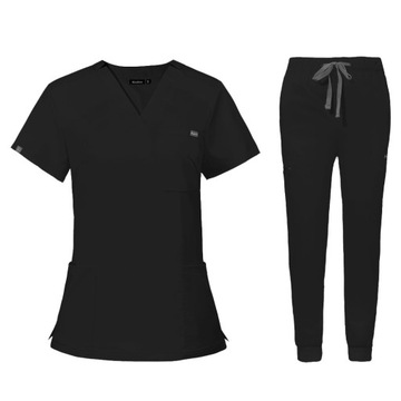 KOMPLET MEDYCZNY SCRUB UNIFORM MUNDUREK DAMSKI CZARNY ROZMIAR S