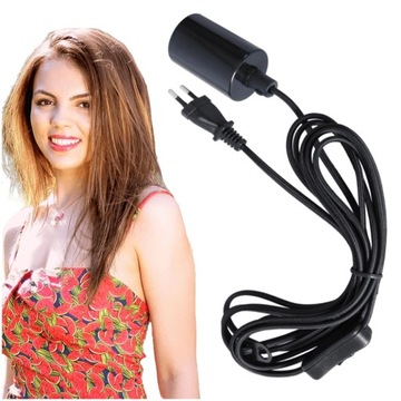 Kabel na żarówkę E27 Sznur z Oprawką CZARNA do powieszenia 350 cm IP20
