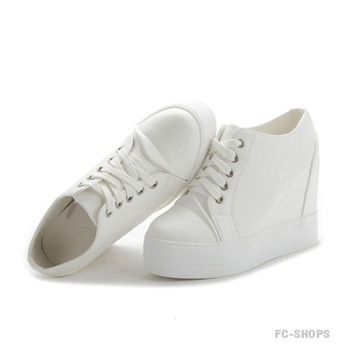Białe sportowe sneakersy na koturnie CNF82 - 35