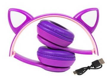 НАКЛАДНЫЕ НАУШНИКИ BLUETOOTH CAT EARS LED + БЕСПРОВОДНОЙ МИКРОФОННЫЙ ДИНАМИК