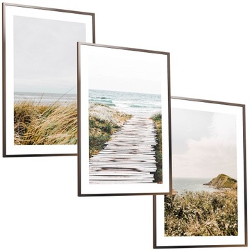 30x40 ZESTAW OBRAZY W RAMIE PLAKATY RAMKA ŁĄKA BOHO MORZE TRAWA NATURA FALE