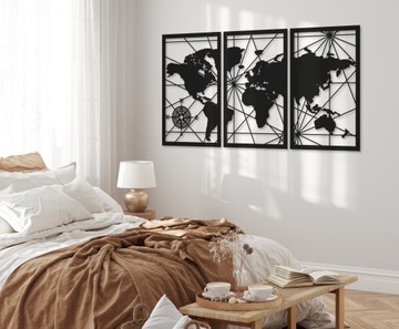 КАРТА МИРА 120 СМ ДЕРЕВЯННАЯ КАРТА МИРА БОЛЬШАЯ XXL КАРТИНЫ ДЛЯ ГОСТИНОЙ ТРИПТИК