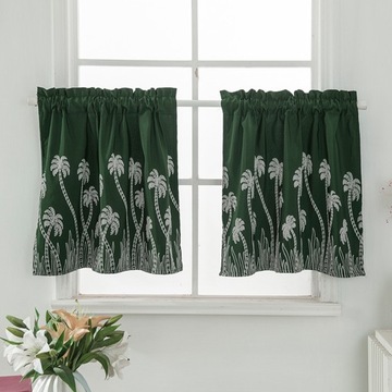 Шторы-вуали с вышитым кружевом, зеленый_90х90см